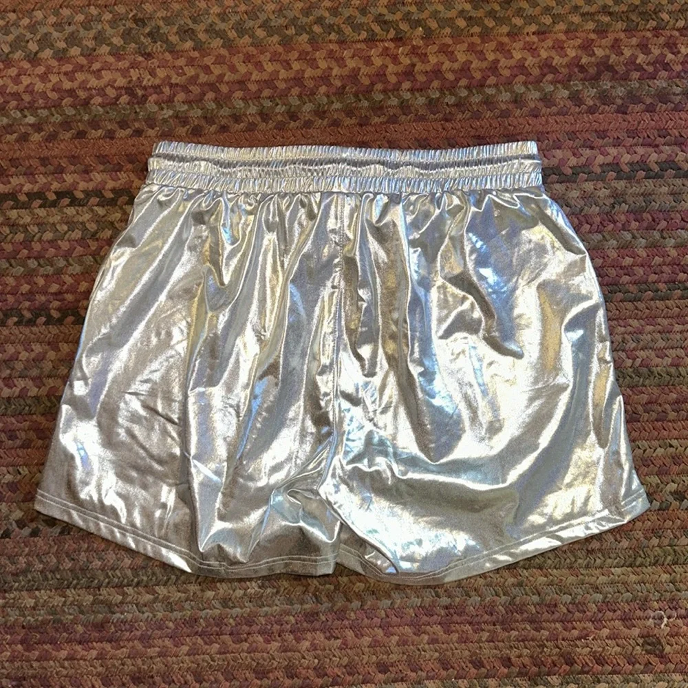 NWOT ARJEN KROOS SILVER FOIL SHORTS - Picture 4 of 4